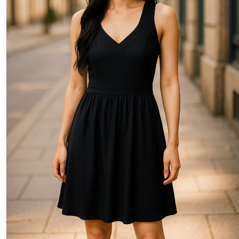 Cynthia Rowley Women’s XS Black Liw Scoop Neck Fitted Waist Mini Flare dress
